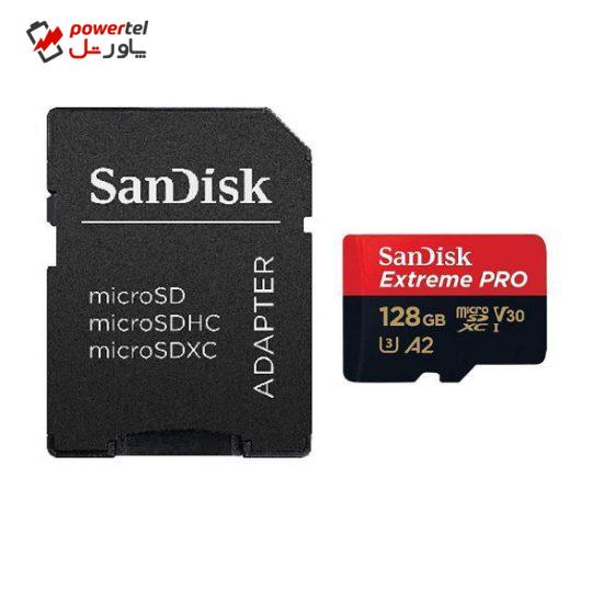 کارت حافظه microSDXC مدل Extreme PRO کلاس A2 استاندارد UHS-I U3 سرعت 170MBPs ظرفیت 128 گیگابایت