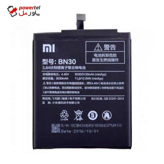 باتری موبایل مدل BN30 ظرفیت 3120 میلی آمپر ساعت مناسب برای گوشی موبایل شیائومی Redmi 4A
