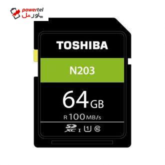 کارت حافظه SDXC توشیبا مدل N203 کلاس 10 استاندارد UHS-I 1 سرعت 100Mbps ظرفیت 64 گیگابایت کارت حافظه SDXC توشیبا مدل N203 کلاس 10 استاندارد UHS-I 1 سرعت 100Mbps ظرفیت 64 گیگابایت