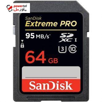 کارت حافظه SDXC سن دیسک مدل Extreme Pro کلاس 10 استاندارد UHS-I U3 سرعت 633X 95MBps ظرفیت 64 گیگابایت کارت حافظه SDXC سن دیسک مدل Extreme Pro کلاس 10 استاندارد UHS-I U3 سرعت 633X 95MBps ظرفیت 64 گیگابایت