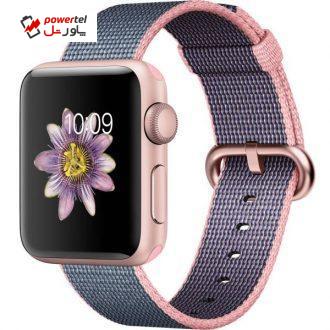 ساعت هوشمند اپل واچ سری 2 مدل 38mm Rose Gold Aluminum Case with Woven Nylon ساعت هوشمند اپل واچ سری 2 مدل 38mm Rose Gold Aluminum Case with Woven Nylon
