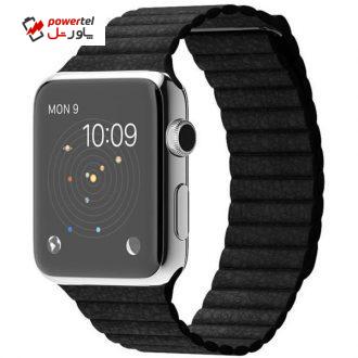 ساعت مچی هوشمند اپل واچ مدل 42mm Stainless Steel Case With Large Black Leather Loop Band ساعت مچی هوشمند اپل واچ مدل 42mm Stainless Steel Case With Large Black Leather Loop Band