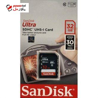 کارت حافظه SDHC سن دیسک مدل Ultra کلاس 10 استاندارد UHS-I U1 سرعت 200X 30MBps ظرفیت 32 گیگابایت