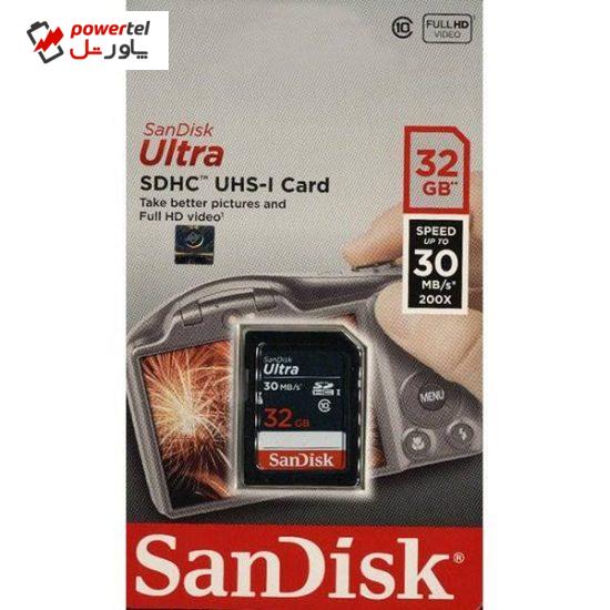کارت حافظه SDHC سن دیسک مدل Ultra کلاس 10 استاندارد UHS-I U1 سرعت 200X 30MBps ظرفیت 32 گیگابایت