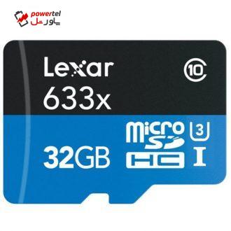 کارت حافظه microSDHC لکسار مدل High-Performance کلاس 10 استاندارد UHS-I U3 سرعت 633X همراه با ریدر USB 3.0 ظرفیت 32 گیگابایت