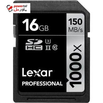 کارت حافظه SDHC لکسار مدل Professional کلاس 10 استاندارد UHS-II U3 سرعت 150MBps 1000X ظرفیت 16 گیگابایت