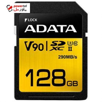 کارت حافظه‌ SDXC ای دیتا مدل Premier ONE V90 کلاس 10 استاندارد UHS-II U3 سرعت 290MBps ظرفیت 128 گیگابایت