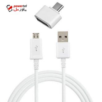 کابل تبدیل USB به microUSB مدل EP-DG925UWE طول 1 متر به همراه مبدل OTG microUSB
