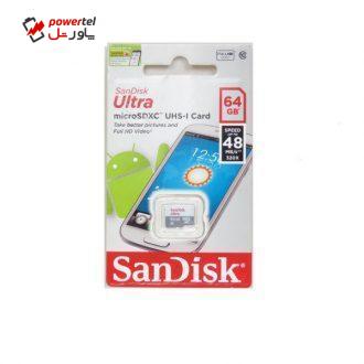 کارت حافظه microSDXC سن دیسک مدل Ultra کلاس 10 استاندارد UHS-I سرعت 48MBps ظرفیت 64 گیگابایت