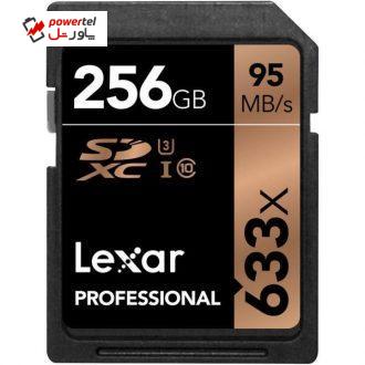 کارت حافظه SDXC لکسار مدل Professional کلاس 10 استاندارد UHS-I U3 سرعت 95MBps ظرفیت 256 گیگابایت