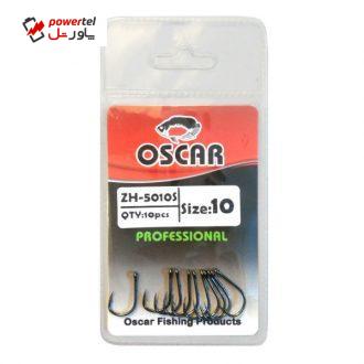 قلاب ماهی گیری پایه کوتاه اسکار مدل ZH-5010S بسته 10 عددی سایز 8