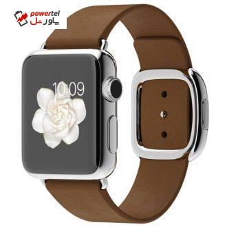 ساعت مچی هوشمند اپل واچ مدل 38mm Stainless Steel Case with Brown Modern Buckle