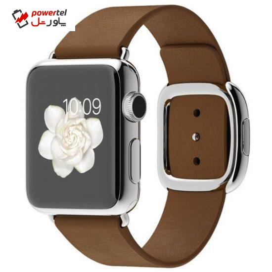ساعت مچی هوشمند اپل واچ مدل 38mm Stainless Steel Case with Brown Modern Buckle