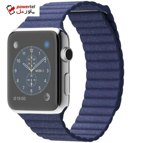 ساعت مچی هوشمند اپل واچ مدل 42mm Stainless Steel Case With Large Bright Blue Leather Loop