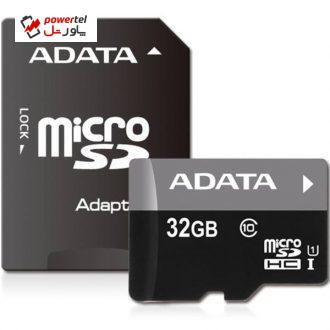 کارت حافظه‌ microSDHC ای دیتا مدل Premier کلاس 10 استاندارد UHS-I U1 سرعت 50MBps همراه با آداپتور SD ظرفیت 32 گیگابایت
