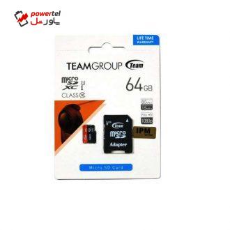 کارت حافظه microSDXC تیم گروپ کلاس 10 استاندارد UHS-I U1 سرعت 90MBps 500X ظرفیت 64 گیگابایت