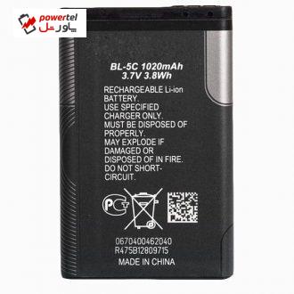 باتری موبایل مدل BL-5C ظرفیت 1020 میلی آمپر ساعت مناسب گوشی موبایل نوکیا 1616