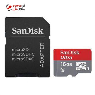 کارت حافظه microSDHC سن دیسک مدل Ultra کلاس 10 استاندارد UHS-I U1 سرعت 80MBps همراه با آداپتور ظرفیت 16 گیگابایت کارت حافظه microSDHC سن دیسک مدل Ultra کلاس 10 استاندارد UHS-I U1 سرعت 80MBps همراه با آداپتور ظرفیت 16 گیگابایت