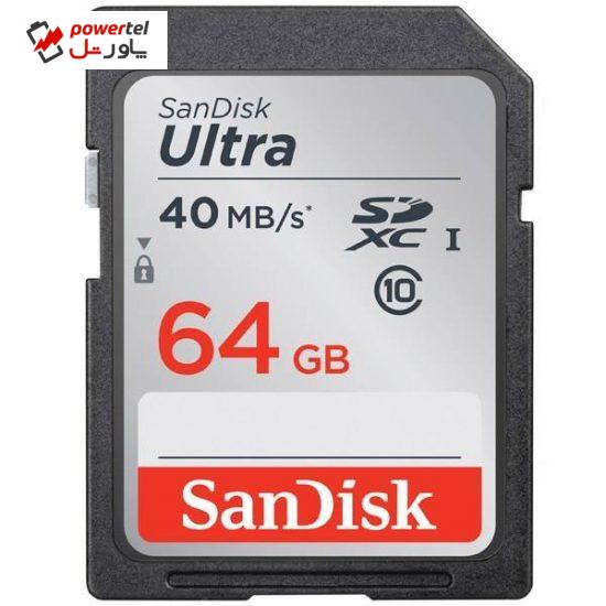 کارت حافظه SDXC سن دیسک مدل Ultra کلاس 10 استاندارد UHS-I U1 سرعت 40MBps ظرفیت 64 گیگابایت