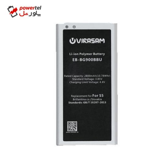 باتری موبایل ویراسام مدل S5  ظرفیت ۲۸۰۰ میلی آمپر ساعت مناسب برای گوشی موبایل سامسونگ  Galaxy S5