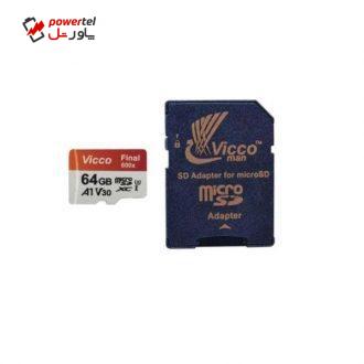 کارت حافظه microSDXC ویکومن مدل Final 600X کلاس 10 استاندارد Uhs-I U3 سرعت 90Mps ظرفیت 64 گیگابایت به همراه آداپتور SD کارت حافظه microSDXC ویکومن مدل Final 600X کلاس 10 استاندارد Uhs-I U3 سرعت 90Mps ظرفیت 64 گیگابایت به همراه آداپتور SD