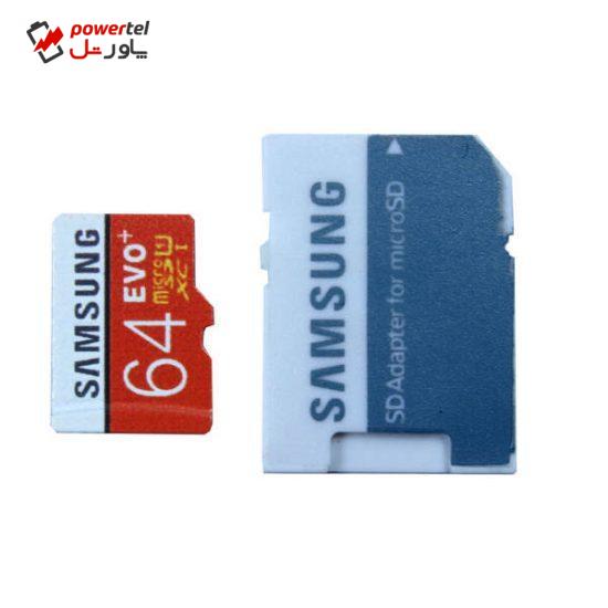 کارت حافظه microSDXC مدل Evo Plus کلاس 10 استاندارد UHS-I U1 سرعت 80MBps ظرفیت 64 گیگابایت به همراه آداپتور SD