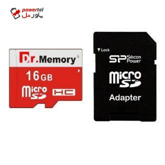 کارت حافظه microSDHC دکتر مموری مدل DR6022RVB کلاس 10 استاندارد UHS-I U1 سرعت 80MBps ظرفیت 16 گیگابایت به همراه آداپتور microSD