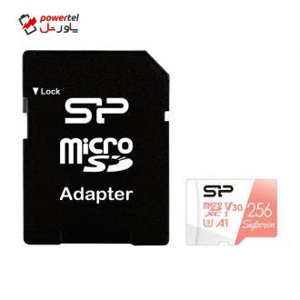 کارت حافظه microSDXC سیلیکون پاور مدل Superior کلاس 10 استاندارد UHS-I U3 سرعت 100MBps ظرفیت 256 گیگابایت به همراه آداپتور SD