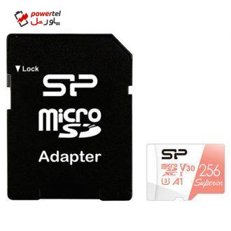 کارت حافظه microSDXC سیلیکون پاور مدل SUPERIOR کلاس 10 استاندارد UHC-I U3 سرعت 100MBps ظرفیت 256 گیگابایت به همراه آداپتور SD کارت حافظه microSDXC سیلیکون پاور مدل SUPERIOR کلاس 10 استاندارد UHC-I U3 سرعت 100MBps ظرفیت 256 گیگابایت به همراه آداپتور SD