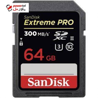 کارت حافظه SDXC سن دیسک مدل Extreme Pro استاندارد UHS-II U3 سرعت 2000X 300MBps ظرفیت 64 گیگابایت کارت حافظه SDXC سن دیسک مدل Extreme Pro استاندارد UHS-II U3 سرعت 2000X 300MBps ظرفیت 64 گیگابایت