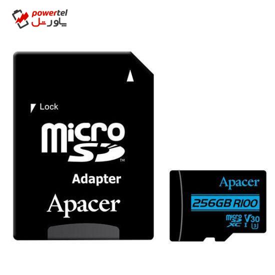 کارت حافظه microSDXC اپیسر مدل V30 A1 کلاس 10 استاندارد UHS-I U3 سرعت 100MBps ظرفیت 256 گیگابایت به همراه آداپتور SD
