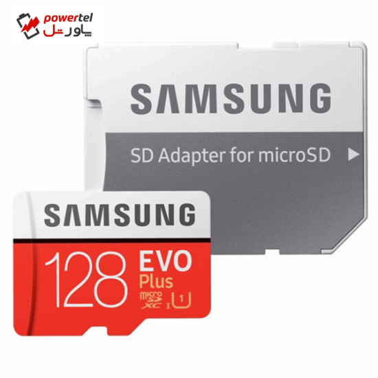 کارت حافظه microSDXC سامسونگ مدل Evo Plus کلاس 10 استاندارد UHS-I U1 سرعت 80MBps همراه با با آداپتور SD ظرفیت 128 گیگابایت