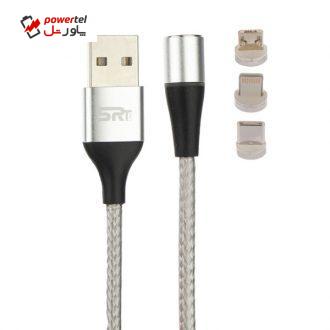 کابل تبدیل USB به microUSB/لایتنینگ/USB-C اس آر تی لاین مدل A7 طول 1 متر کابل تبدیل USB به microUSB/لایتنینگ/USB-C اس آر تی لاین مدل A7 طول 1 متر