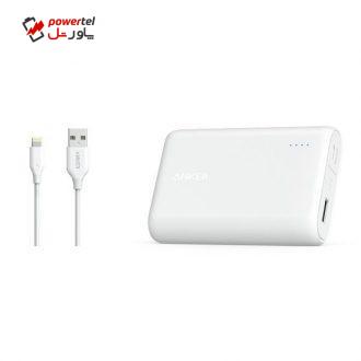 شارژر همراه انکر مدل A1263 PowerCore با ظرفیت 10000 میلی آمپر ساعت به همراه کابل تبدیل لایتنینگ شارژر همراه انکر مدل A1263 PowerCore با ظرفیت 10000 میلی آمپر ساعت به همراه کابل تبدیل لایتنینگ