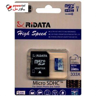 کارت حافظه microSDHC ری دیتا مدل High Speed کلاس 10 استاندارد UHS-I U1 سرعت 45MBps 333X ظرفیت 16 گیگابایت