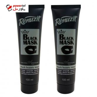 ماسک صورت رینو زیت مدل Black mask carbon active حجم 100 میلی لیتر مجموعه 2 عددی