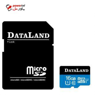 کارت حافظه microSDHC دیتالند مدل 533x کلاس 10 استاندارد UHS-I U1 سرعت 85MBps ظرفیت 16 گیگابایت همراه با آداپتور SD
