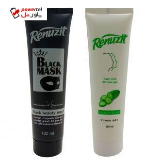 ماسک صورت رینو زیت مدل Black Mask حجم 100 میلی لیتر به همراه ماسک صورت مدل خیار حجم 100 میلی لیتر