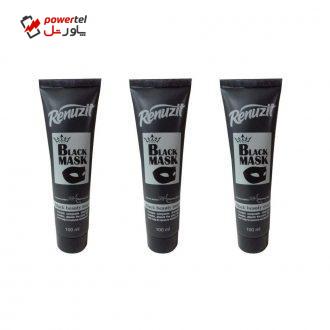 ماسک صورت رینو زیت مدل Black mask carbon active حجم 100 میلی لیتر مجموعه 3 عددی
