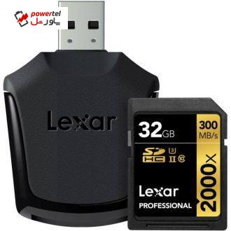 کارت حافظه SDHC لکسار مدل Professional کلاس 10 استاندارد UHS-II U3 سرعت 2000X به همراه ریدر UHS-II ظرفیت 32 گیگابایت کارت حافظه SDHC لکسار مدل Professional کلاس 10 استاندارد UHS-II U3 سرعت 2000X به همراه ریدر UHS-II ظرفیت 32 گیگابایت