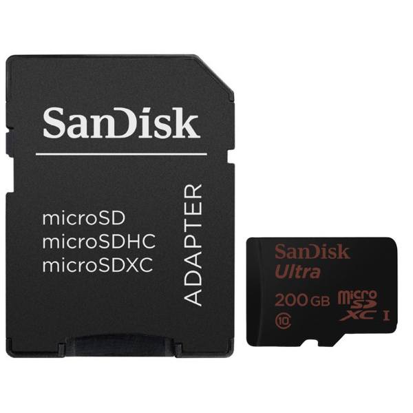 کارت حافظه microSDXC سن دیسک مدل Ultra کلاس 10 استاندارد UHS-I U1 سرعت 600X 90MBps همراه با آداپتور SD ظرفیت 200 گیگابایت