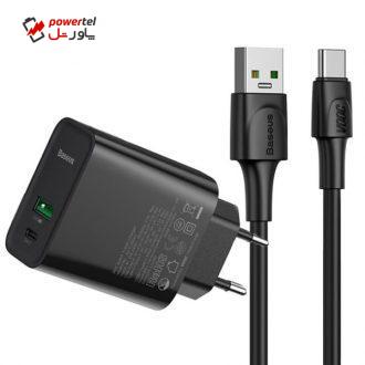 شارژر دیواری باسئوس مدل TZCCFS-H01 به همراه کابل تبدیل USB-C