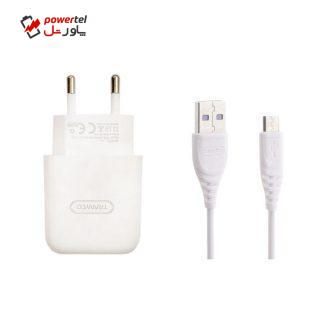 شارژر دیواری ترانیو مدل v30 به همراه کابل تبدیل microUSB