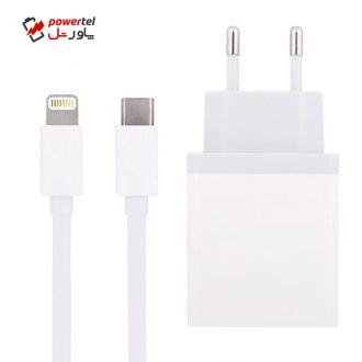 شارژر دیواری جی.تی.آر مدل DP/QC30W به همراه کابل تبدیل لایتنینگ