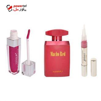 پک ارایشی استاویتا طرح 45 مجموعه 3 عددی: ادو پرفیوم مردانه ماریاژ مدل Macho Red حجم 100 میلی لیتر و لاک لب لنسور سری Water Glitter شماره 02 و رژ لب مایع لنسور سری Glaze شماره 07 پک ارایشی استاویتا طرح 45 مجموعه 3 عددی: ادو پرفیوم مردانه ماریاژ مدل Macho Red حجم 100 میلی لیتر و لاک لب لنسور سری Water Glitter شماره 02 و رژ لب مایع لنسور سری Glaze شماره 07