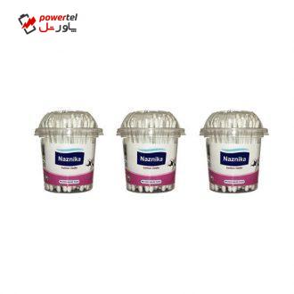 گوش پاک کن نازنیکا مدل cotton swabs بسته 3 عددی