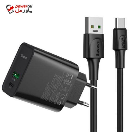 شارژر دیواری باسئوس مدل TZCCFS-H01 به همراه کابل تبدیل USB-C