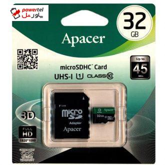کارت حافظه microSDHC اپیسر مدل Color کلاس 10 استاندارد UHS-I U1 سرعت 45MBps به همراه آداپتور SD ظرفیت 32 گیگابایت