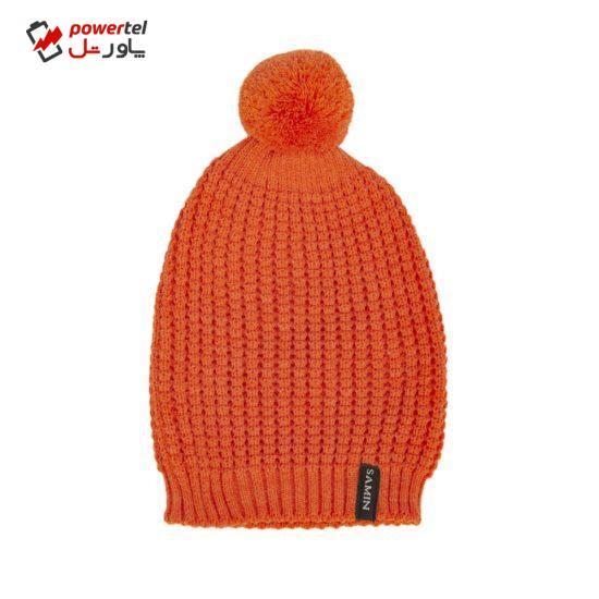 کلاه بافتنی ثمین مدل Athena رنگ نارنجی