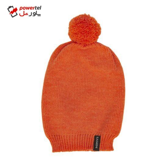 کلاه بافتنی ثمین مدل Dellenia رنگ نارنجی